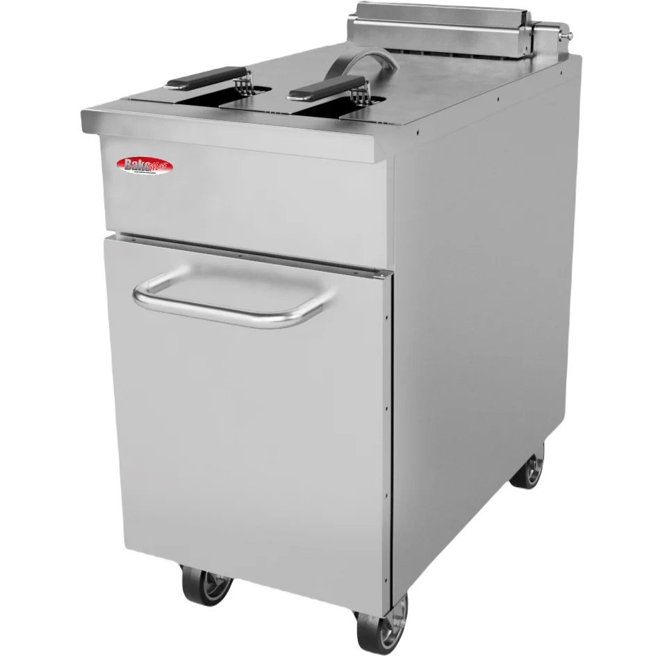 BakeMax BMPLS7FE030 Commercial Electric Floor Model Fryer (34L / 75 lb)